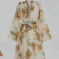 Robe élégante en mousseline de soie à manches longues et col montant, disponible en plusieurs couleurs pour femmes, vente en gros, livraison rapide