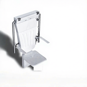 Chaise de douche de sécurité avec accoudoirs, fonction pluie, dossier massant, design moderne pour personnes âgées, fixation murale, aide à la salle de bain - Product Image 1