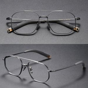 <span class=keywords><strong>Lunettes</strong></span> optiques en titane pour hommes Double pont Grande taille <span class=keywords><strong>Lunettes</strong></span> françaises Marques <span class=keywords><strong>Lunettes</strong></span> Montures de <span class=keywords><strong>lunettes</strong></span> Motif solide Fabriqué en Chine - Product Image 4