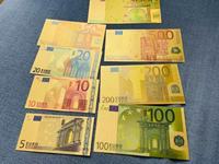 Billet de banque européen 3D en métal plaqué or, jouet fantaisie pour collection ou cadeau, EURO 5 10 20 50 100 200 500, film PET métallisé