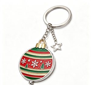 Porte-clés en métal en forme de boule de Noël, porte-monnaie émaillé, porte-clés personnalisé avec logo, accessoire cadeau - Product Image 4