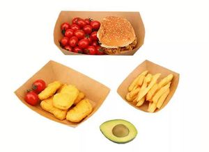 Boîte à hot-dogs en papier écologique personnalisée en <span class=keywords><strong>carton</strong></span> kraft brun et blanc, emballage alimentaire pour hot-dogs, plateau en papier pour hot-dogs - Product Image 4