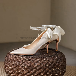 Chaussures élégantes en satin blanc pour femme, à talon aiguille, pour mariée, demoiselle d'honneur, mariage et Bar Mitzvah - Product Image 6