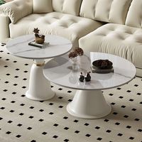 Table basse ronde blanche multifonctionnelle au design moderne, prix bas, sur mesure, avec base en acier carbone pour salon