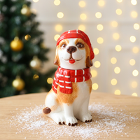 Pot à biscuits en céramique Teddy Décoration de Noël Stockage Chiot Décoration Golden Retriever Chien Conteneur de nourriture Biscuits Pot