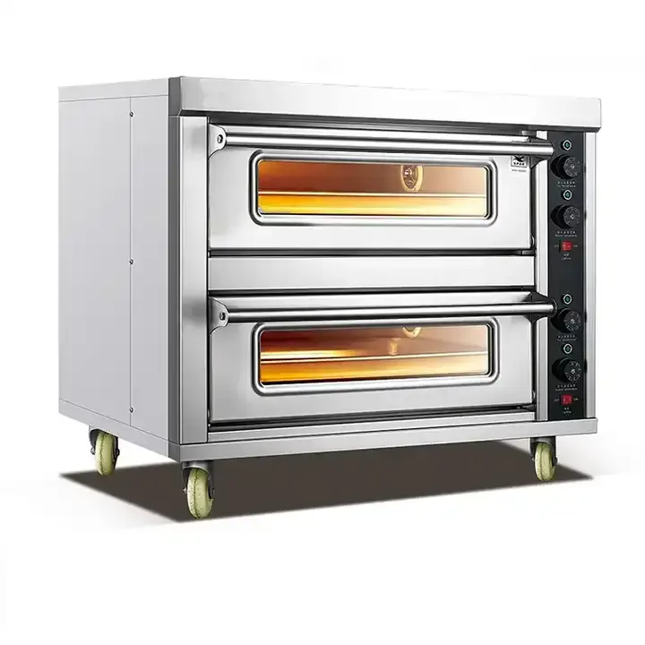 Sıcak satış 2 güverte 2 tepsiler ticari endüstriyel fırın elektrikli ve elektrikli güverte Pizza ekmek pişirme fırını