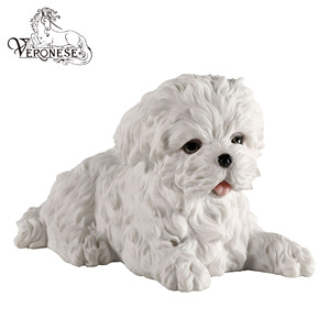 VERONESE DESIGN -MALTESE PUPPY HAND-PAINTED LUXURY ARTISTIC EUROPEAN RESIN CRAFTS Figurine 11.5x5.8x7 CM for ART & COLLECTIBLE - Product Image 1