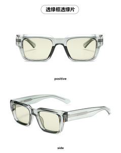 Gafas de Sol Cuadradas de Plástico de Venta Caliente, Patillas de <span class=keywords><strong>CP</strong></span>, Lentes de PC, Protección UV400, Ligeras, Montura Completa, Unisex - Product Image 4