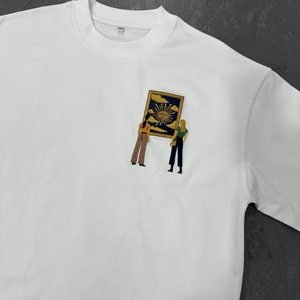 Embroidery Cotton Custom 3D Logo Printed Oversized 260 <strong>300</strong> GSM Wholesale Cuostom T Shirt for Men - Product Image 2