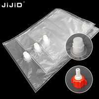 JIJID Sac aseptique transparent Bag-in-Box pour sirop 5L 10L 20L, avec connecteur liquide à canal de débit pour systèmes de post-mixage Coca-Cola