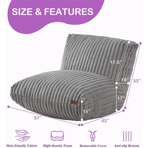 <b>Beanbag</b> Chair Extra Soft Removable Cover Versatile For Adults Children Elderly Bean <b>Fill</b> Gray - Product Image 4