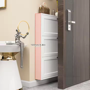 Meuble à chaussures mural blanc et fin avec rangement multi-niveaux pour entrée et couloir, organisateur de chaussures moderne et peu encombrant - Product Image 5