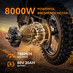 Motocicleta Eléctrica HEZZO D3pro Middrive, 60V 30AH, Neumáticos de 17/14 Pulgadas, para Adultos, Disponible en Almacenes de EE. UU. y Europa - Product Image 3