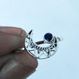 Anillos de Plata de Ley 925 Hechos a Mano en India, con Piedras Preciosas de Lolita Natural, Engaste de Bisel, Estilo Bohemio para Bodas, Venta al Por Mayor - Product Image 2