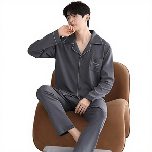 Pijamas de Lujo para Hombre 2025, Personalizados, 100% Algodón, Transpirables, de Punto, para Dormir en Casa, para Verano e Invierno - Product Image 4