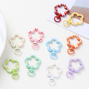 Colorful Alloy Open Ring With Dripping Flower Spring Clasp For DIY <b>Bag</b> Keychain Jewelry <b>Accessory</b> - Product Image 3