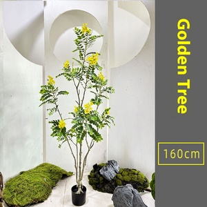 Albero Artificiale a Forma di Pagoda su Larga Scala, Fiore in PVC Morbido Ecologico, Pianta in Vaso <span class=keywords><strong>Verde</strong></span> e Gialla per Interni/Esterni - Product Image 3