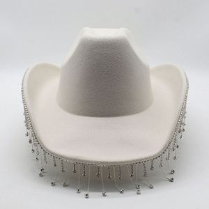 Festival Bling Rhinestone Fedora Sombreros Hombres Poliéster Algodón Fieltro Sombreros de vaquero al por mayor - Product Image 3