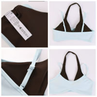 XS-XL Halter-Neck Hautfreundlicher Verstellbarer Sport-BH Kontrast Doppellagiger Sport-BH Rückenfreier Damen Sport-BH