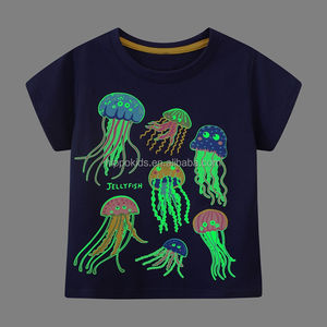 T-shirts lumineux de nuit de vente chaude de RTS pour des garçons lumineux 100% coton à manches courtes d'impression animale de planète pour des enfants T-shirts - Product Image 3