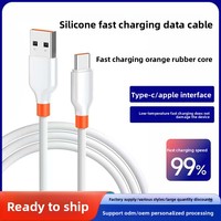 Câble de données en silicone souple TPU Type-C vers USB-A à charge rapide de 1 mètre avec transfert de données pour téléphone portable