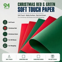 Papier doux au toucher, écologique, recyclable, rouge et vert, surface mate, pour boîtes cadeaux, sacs cadeaux, emballages cadeaux, festif