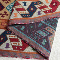 Nouveau tissu jacquard Sadu de luxe de style bohème aztèque du Moyen-Orient, tissé en fil teint marine pour sacs