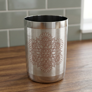 Tasse de voyage isotherme à double paroi en acier inoxydable avec motif floral mandala, style bohème unisexe, pour boissons chaudes - Product Image 2