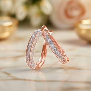 Pendientes de Diamantes en Oro Rosa, Corte Brillante Redondo, Color G, Naturales, para Mujer, de Lujo, para Uso Diario, Chapados en Oro Rosa de 14K - Product Image 2