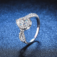Lerca 2024 Vente en gros de bagues romantiques en argent sterling de luxe avec moissanite 1 carat pour femmes, pour mariage et anniversaire