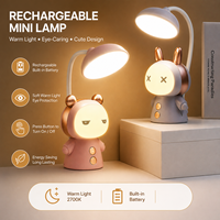 Lampe de bureau LED mini kawaii au design moderne, rechargeable par USB, en ABS, rose, cadeaux pour enfants et filles