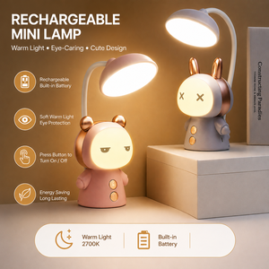 USB充電式 モダンデザイン ABS素材 かわいいミニLEDデスクランプ ピンク 子供/女の子向けギフト - Product Image 1