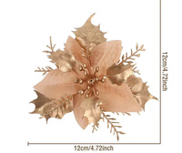 Youlun nouveau Style 12cm maille creuse de noël brillant paillettes velours Poinsettia fleur artificielle pour décorations d'arbre de noël
