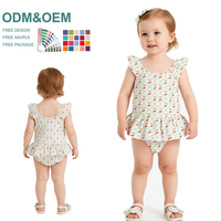 Maillot de bain d'été imprimé fleurs pour enfants Maillot de bain à manches flottantes pour filles Maillot de bain une pièce Bikini pour filles