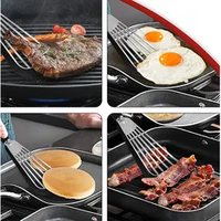 Spatule à poisson en acier inoxydable de haute qualité, durable, avec manche en alliage d'aluminium, dessus en silicone, bord souple, spatule à fentes, nouveauté 2023