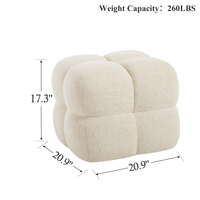 Hanyee Pouf carré moderne en tissu bouclé, rembourré et capitonné, repose-pieds décoratif pour canapé, chambre et entrée