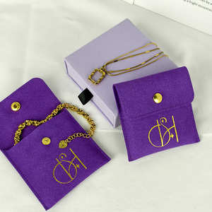 Pochette à bijoux en microfibre avec bouton pression, carrée 8x8cm, sac de rangement portable et protecteur, logo personnalisé, emballage doux pour bijoux - Product Image 4