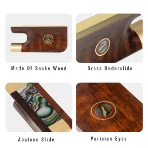 Bois de serpent violon/alto/<span class=keywords><strong>violoncelle</strong></span> archet grenouille Paris oeil incrustation Style baroque Luthier outils pour violon <span class=keywords><strong>famille</strong></span> réparation et artisanat - Product Image 3