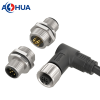 Câble d'extension étanche M12 en métal pour montage sur panneau, connecteur mâle-femelle 5 broches 22AWG pour câblage électrique DIY