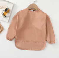 Bavoir bébé SZPAN à manches longues, facile à nettoyer, écologique, jetable, en tissu polyester PU imperméable avec bouton-pression pour l'alimentation