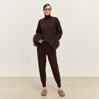 Pull en laine de luxe pour femme avec poignets en fourrure de mouton de Mongolie, pull doux tricoté pour l'hiver, multicolore, OEM ODM, vente en gros
