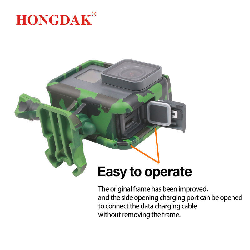 HONGDAK Army Green Protective Frame Case Shell Protector Housing with Screw Base Mount for GoPro Hero 5 6 7 Camera Accessories