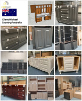 CBMMart Personnalisation gratuite Armoires de cuisine classiques bleues en pierre de quartz avec évier Ensemble table îlot de cuisine Armoire