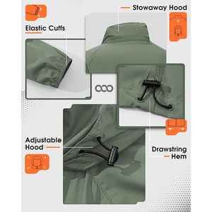 Chaqueta Impermeable para Hombre de 33,000 pies, Ligera, Plegable, con Capucha, para Golf, con 4 Bolsillos, Ropa para Senderismo al Aire Libre - Product Image 3