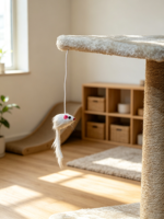 Tour de griffoir d'intérieur pour chat avec perchoir en peluche et jouet souris interactif, arbre d'activités stable et peu encombrant pour petits chats