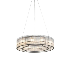 Suspension moderne en verre de <span class=keywords><strong>Murano</strong></span> pour salon, hôtel, <span class=keywords><strong>lustre</strong></span> rond en acier <span class=keywords><strong>noir</strong></span> avec tube de verre soufflé à la main - Product Image 2