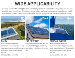 Painel solar de alumínio, suporte para montagem de painel solar, suporte z para teto, kit de suporte para rv, barco, parede, caravanas, iate