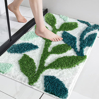 Tapis de bain en microfibre à absorption rapide, en forme de feuilles, flocage pelucheux, vente en gros