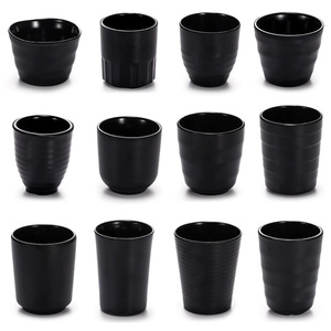 <span class=keywords><strong>Tasse</strong></span> à eau en <span class=keywords><strong>plastique</strong></span> noir givré, <span class=keywords><strong>imitation</strong></span> porcelaine, pour restaurant, fondue, barbecue, vaisselle de table - Product Image 1