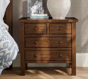 Wood Rustic Sofa Side Table Farmhouse 4-Drawer Nightstand For Bedroom